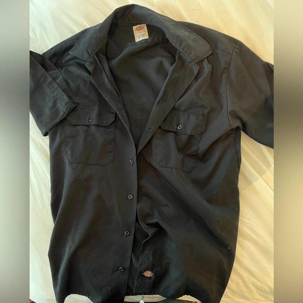 Dickies Black Casual Button Down Shirt Classic Collar